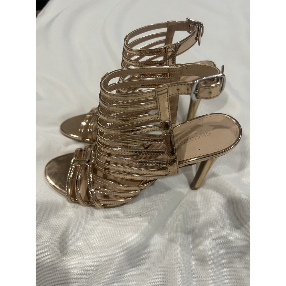 Christian Soriano Gladiator Ros Gold Heels Ankle Buckle Size 7
